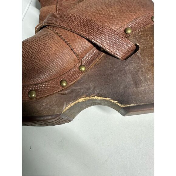 UGG Australia Women's Size 7 Brown Lizard Embossed Leather Ankle Boots See Note - Picture 9 of 16